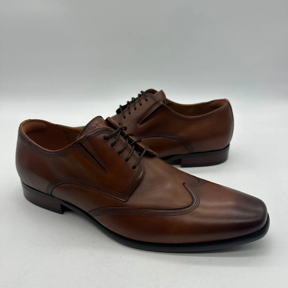 Florsheim 15181 Postino WT OX Mens Size 9.5 D Cognac Leather Wingtip Dress Shoes